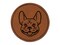 Frenchie French Bulldog Dog Head Round Iron-On Engraved Faux Leather Patch Applique - 2.5"
